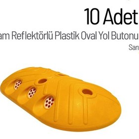 Resim 10'lu Cam Reflektörlü Plastik Oval Yol Butonu Seti-3687 