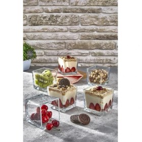 Resim CetKing 6nan Lı Magnolia Cup Kase Cam Magnolya Puding Tatlı Dondurma Kasesi Sunum Seti, Ili̇va 