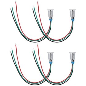 Resim Vkemall 4 Adet 10mm Çift Renkli Kırmızı-yeşil Led Gösterge Işığı, Ip67 Su Geçirmez, Ortak Anot, 12-24v, Önlü Kablolu, Endüstriyel Kullanım 