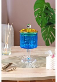 Resim Glore Kavanoz Fleur Ayaklı Turkuaz Sarı 83323 Çok renkli 