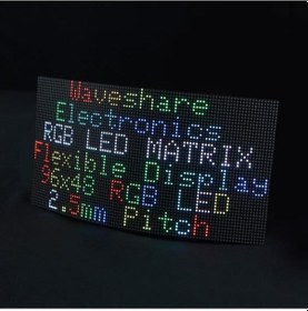 Resim Waveshare Esnek Rgb Tam Renkli Led Matris Panel, 2,5 Mm Aralık, 96x48 Piksel, Ayarlanabilir Parlaklık Bükülebilir Pcb 
