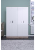 Resim ABETEMOBİLYA Abete-4 Kapılı Ceviz -Beyaz Gardırop 