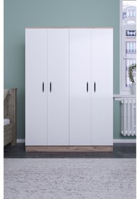 Resim ABETEMOBİLYA Abete-4 Kapılı Ceviz -Beyaz Gardırop 