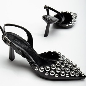 Resim Kadın Topuklu Abiye Ayakkabı Siyah Trok Detaylı-3690 Siyah 