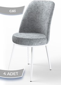 Resim Canisa Concept Dexa Serisi, Üst Kalite Yemek Odası Sandalyesi, Metal Beyaz Iskeletli, 4 Adet Gri Sandalye 