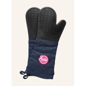 Resim 2’li Fırın Eldiveni Seti, Silikon Tabanlı, Kot Görünümlü, 230°C Isıya Dayanıklı 