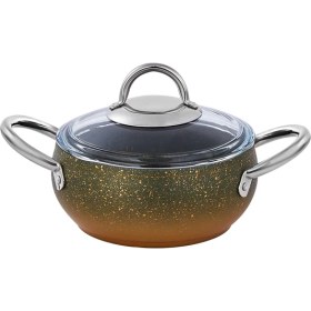 Resim Emsan Milet Granit Yüzeyli Gold Degrade 7 Parça Derin Tencere ve Güveç Seti, Döküm Kaplama, 18-26 cm, Fırına Dayanıklı 