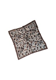 Resim Mim Eşarp Vav İpek Kadın Micro Twill Sport Çiçek Desenli Eşarp Kahve 
