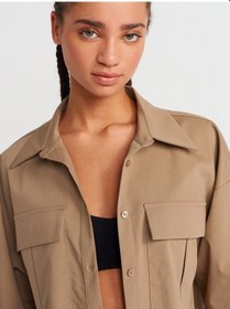 Resim Dilvin 50495 Oversize Cepli Gömlek-camel CAMEL 
