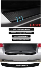 Resim Volkswagen New Beetle İçin Uyumlu Aksesuar Oto Bağaj Ve Kapı Eşiği Sticker Set Karbon 