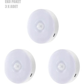 Resim Cata 3'lü Eko Paket Şarjlı Kabinet Sensörlü Mıknatıslı 1 Watt 3000K Gün Işığı Renkli Aydınlatma 