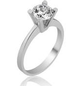 Resim Gümüş Tek Taş Bayan Yüzük (551169705) 