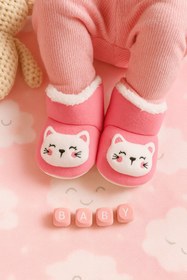 Resim Puppis Baby Pembe Kedili Kaymaz Taban Kız Bebek Panduf 