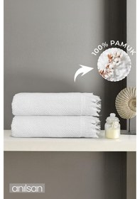 Resim 2'li Beyaz Jelena Banyo Havlusu- 70x140 Cm, 490 Gr, %100pamuk, Spa Ve Otel Havlusu, Günlük Kullanıma Uy Beyaz 