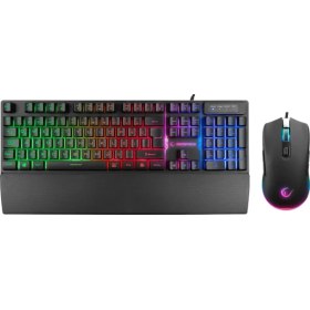 Resim Rampage KM-RX7 FORTUNA V2 Gökkuşağı Aydınlatmalı USB Siyah Gaming Combo Q Gaming Klavye + 12800 dpi Mouse 