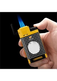 Resim Cohiba Ccm0650 3 Jet Torch Kesicili Puro Çakmağı Sarı 