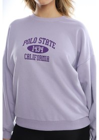 Resim Kadın Polo State Baskılı 3 İplik Sweat Lila 