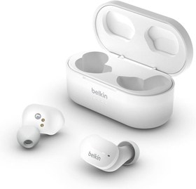 Resim Belkin SoundForm True Kablosuz Kulak İçi Kulaklık (iPhone, Samsung, Google için Dokunmatik Kontrol, Taşınabilir Şarj Kutulu, 24 saat Çalma, Gürültü Yalıtımı, Tere Dayanıklı, Bluetooth Kulaklık, Beyaz) 