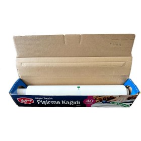 Resim Roll-Up Kayar Bıçaklı Beyaz Yağlı Fırın Tepsi Pişirme Kızartma Kağıdı - 37 Cm. x 40 Metre - 1 Adet 