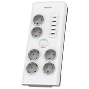 Resim Philips SPN7060WA/62 5 USB Şarj Bağlantı 1 USB-C 15 W ve 4 USB-A 20 W 900j 2M Örgü Kablo 6'lı Akım Korumalı Priz Philips