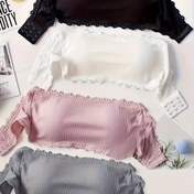 Resim 4 Adet Dikişsiz Askısız Kabartmalı Tüp Üst Sütyen Kızlar İçin, Görünmez Naylon & Spandex Karışımı, Nefes Alabilir & Esnek, Makinede Yıkanabilir - Siyah, Beyaz, Pembe, Açık Gri - Bedenler 9-12, Kızlar Tüp Üstleri | Dantel Kenarlı | Naylon Spandex Karışımı 