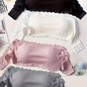 Resim 4 Adet Dikişsiz Askısız Kabartmalı Tüp Üst Sütyen Kızlar İçin, Görünmez Naylon & Spandex Karışımı, Nefes Alabilir & Esnek, Makinede Yıkanabilir - Siyah, Beyaz, Pembe, Açık Gri - Bedenler 9-12, Kızlar Tüp Üstleri | Dantel Kenarlı | Naylon Spandex Karışımı 