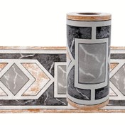 Resim 1 Rulo Modern Geometrik Duvar Kağıdı Kenarlığı - Kendinden Yapışkanlı PVC Mermer & Elmas Desenli Turuncu/Siyah/Beyaz/Gri, Mutfak & Banyo Karo Dekoru için Çıkarılabilir ve Yapıştırılabilir Kaplama, Dayanıklı Plastik Duvar Sticker'ı ile Kolay Ev Yükseltme, Banyo İçin Duvar Kağıdı, Çağdaş Dekor, Kolay Temizlenebilir Yüzey 