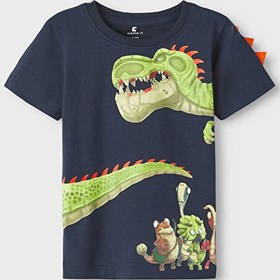 Resim Name İt Lacivert Erkek Bebek Bisiklet Yaka Kısa Kollu Baskılı T-Shirt 13215497 