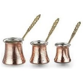 Resim Bakır Dövme Cezve Seti 3'lü 