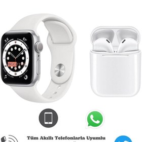 Resim BGGTech Iphone 12 Pro Uyumlu Watch 7 Series Jd77 Akıllı Saat + Tws I12 Bluetooth Kulaklık 