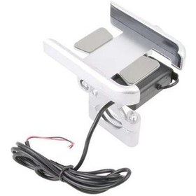 Resim Motosiklet Telefon Tutucu Usb Girişli Gidon Bağlantı, Aleminyum 