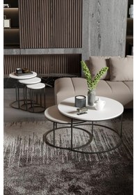 Resim Uslucan Alışveriş Orta Sehpa Ve Zigon Sehpa Set İkili Lüx C Zigon Beyaz Çok Renkli 