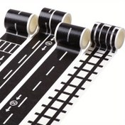 Resim Çizgi film DIY Yol Raylı Transit Washi Kağıt Bant Demiryolu Karayolu Bant Araba Kendinden Yapışkanlı Eğri Çıkartma 