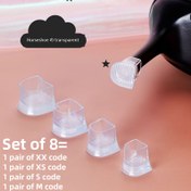 Resim 8 Adet, TPU Şeffaf/Siyah Yüksek Topuk Koruyucu Kılıf - Dayanıklı, Kaymaz, Yumuşak Topuk Kapağı - Kadınlar için Çimlerde Kullanım İçin Anti-Sürünme ve Sessizlik Sağlayan Topuk Koruması 