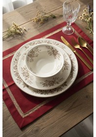 Resim Rivaistanbul Kırmızı Gold Çerçeve Nakışlı 2' Li Amerikan Servis Seti Kırmızı 