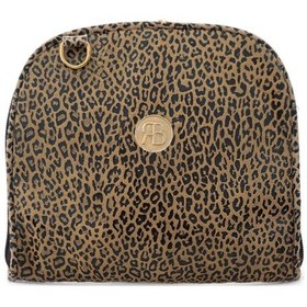 Resim Kahverengi Leopar Desenli Çift Ebat Portatif Alışveriş Çantası Çok Renkli 