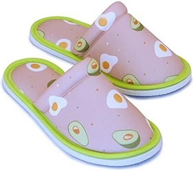 Resim Kadın Pembe Avokado Desenli Yumuşak Tabanlı Ev Terlik 