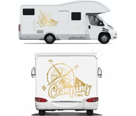 Resim Sticker Usta Camping Time Pusula Offroad 4x4 Kamp Avcı Araba Oto Karavan Sticker 02166 