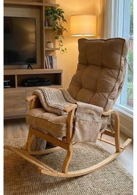 Resim Reyo Santorini Sallanan Sandalye Dinlenme ve TV Koltuğu Bej 