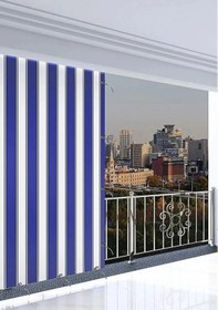 Resim Gencer Home Balkon Perdesi Bağcıklı Ölçü Seçenekli Mavi Beyaz Mavi - Beyaz 