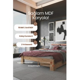 Resim Renazzo Mobilya Lotus 2 Çekmeceli Modern Mdf Karyola - 1. Sınıf 18 mm Mdf ve Tekerlekli Depolama Alanlı Karyola 