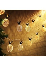 Resim Mobgift Şerit Led Işıklı Örgü Tel Ananas 2 Metre 10’Lu (Gold) 