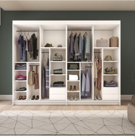 Resim Sürgülü Gardırop Dört Kapaklı 400/210 Parlak Beyaz + Ud 