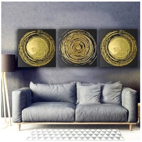 Resim Modern Kanvas Tablo Altın 3 Parça Set 92 