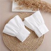 Resim Ruffles Basit Beyaz Manşetler Trompet Şekilli Kol Düğmesi Rahat Sahte Manşet Kadın Giyim Aksesuarları Bilek Wrap Manşetler 
