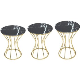 Resim Brc Kum Saat Zigon Model Siyah Mermer Temper Cam Metal Çelik Gold 