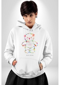 Resim Sadece Yaşamak Kadın Erkek Beyaz Kapüşonlu Sweatshirt Hoodie Beyaz 