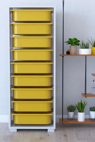 Resim Remaks 9 Sepetli Oyuncak Dolabı Çok Amaçlı Dolap - Sarı 