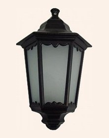 Resim Altıgen Alüminyum Fener Aplik Ampul Dahil Siyah 