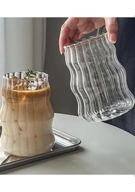 Resim 2 Adet Cam Pipetli Çizgili Model Soğuk-sıcak Kahve Bardağı 